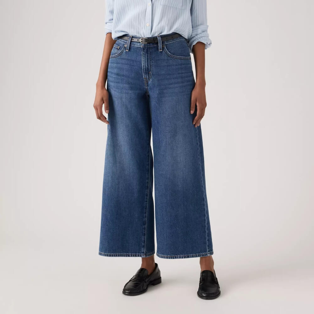 Levi's Womens Middy Wide-Leg Ankle Jeans Kiss Goodbye - Dark Wash - 005D90000