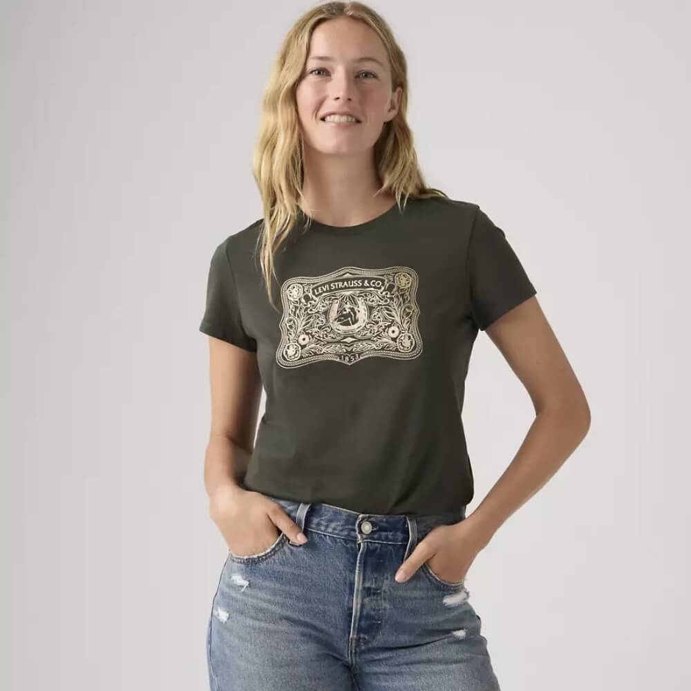 Levi's Womens Perfect T-Shirt Buckle Pirate - Green - 173693358