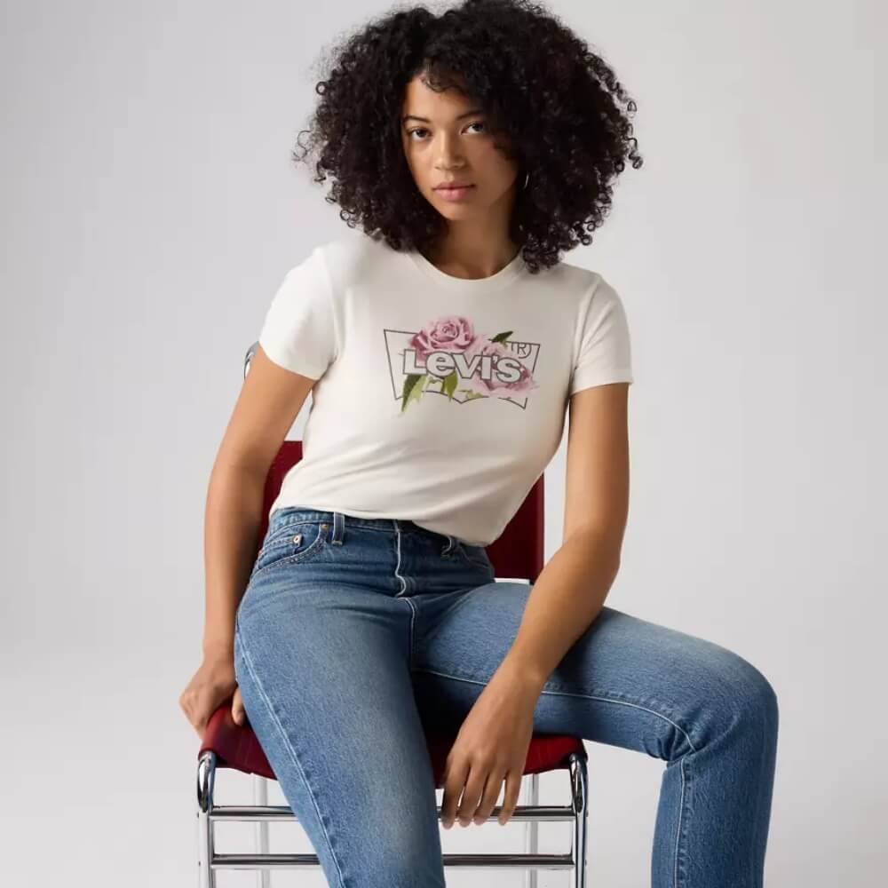 Levi's Womens Perfect T-Shirt Melting Rose Bw Egret - White - 173693560