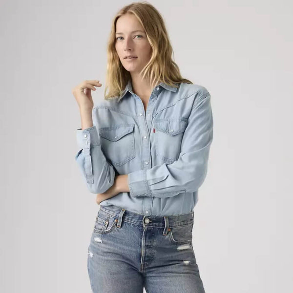Levi's Womens Sawyer Western Shirt Can't Focus - Medium Wash