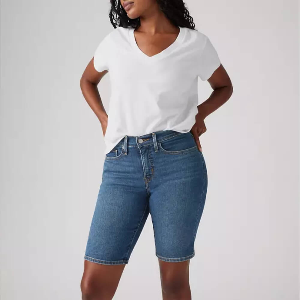 Levi's Womens Shaping Bermuda Shorts Dark Wash - 001VE0002