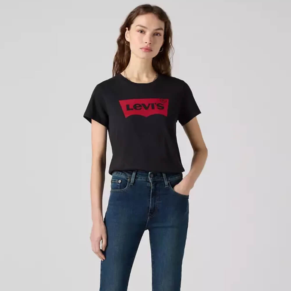 Levi's Womens "The Perfect Tee" T-Shirt Core Housemark - Black - 173690466