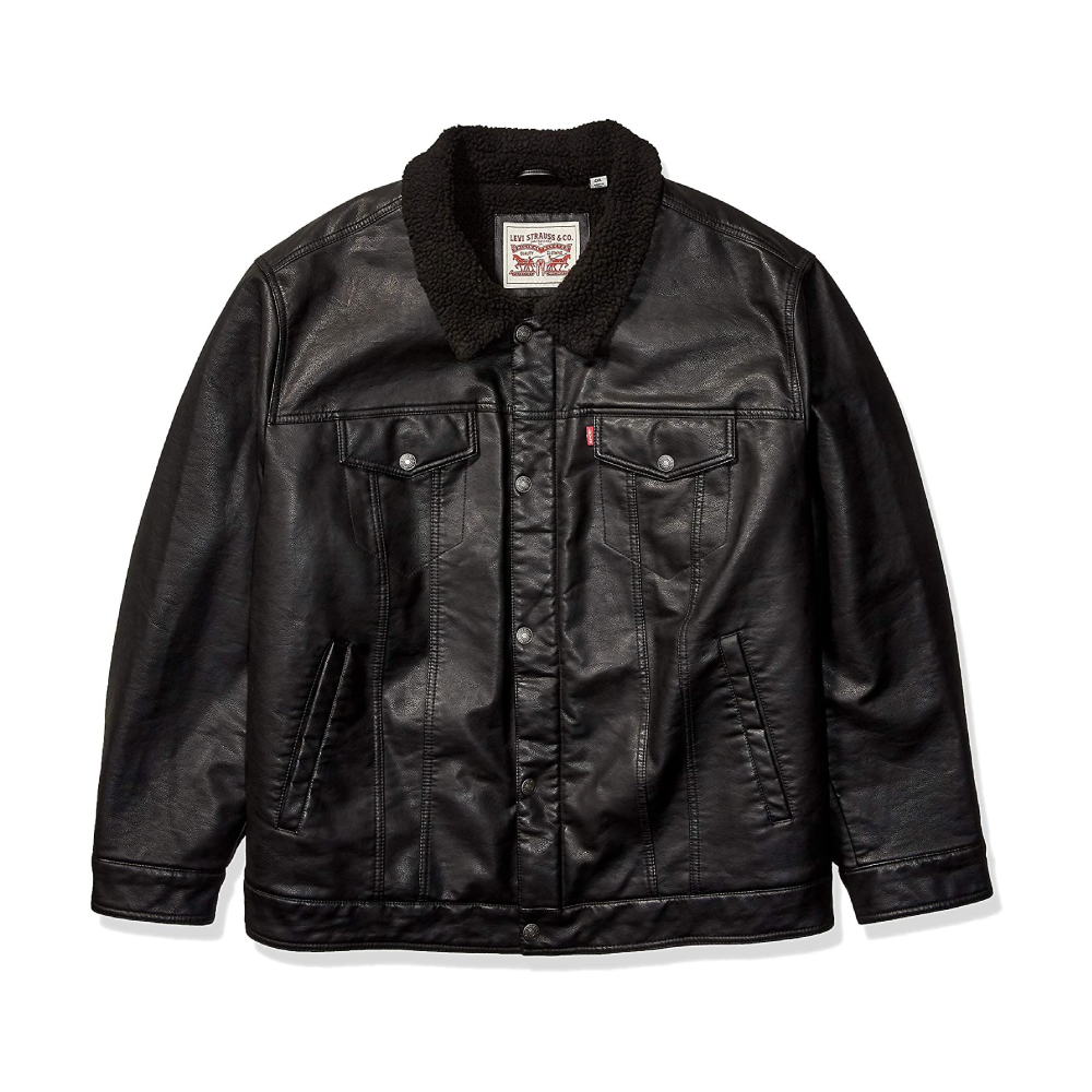Levi's Mens Faux Leather Sherpa Collar Trucker Jacket