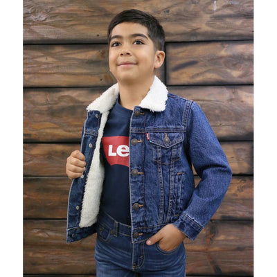 Levi's Boys Sherpa Collar Denim Trucker Jacket (Size 2T - 3T)