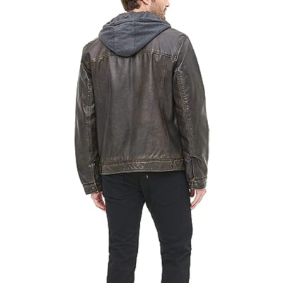 levis faux-leather jacket with hood 