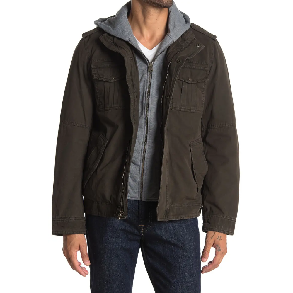 Levi's Mens Lined Hooded Military Jacket 