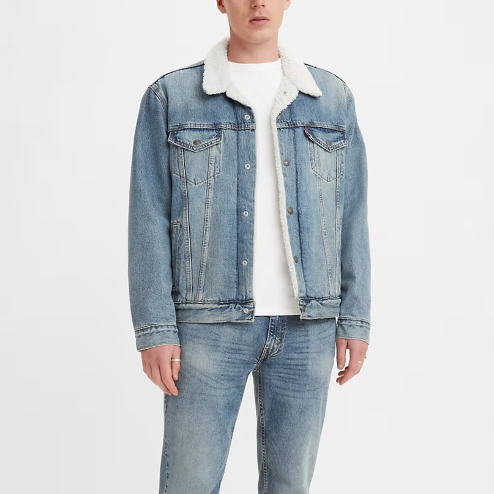 Levi s Mens Type III Sherpa Trucker Jacket In Denim Blue