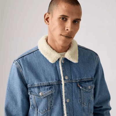 Levi's Mens Type III Sherpa Trucker Jacket Light Stonewash