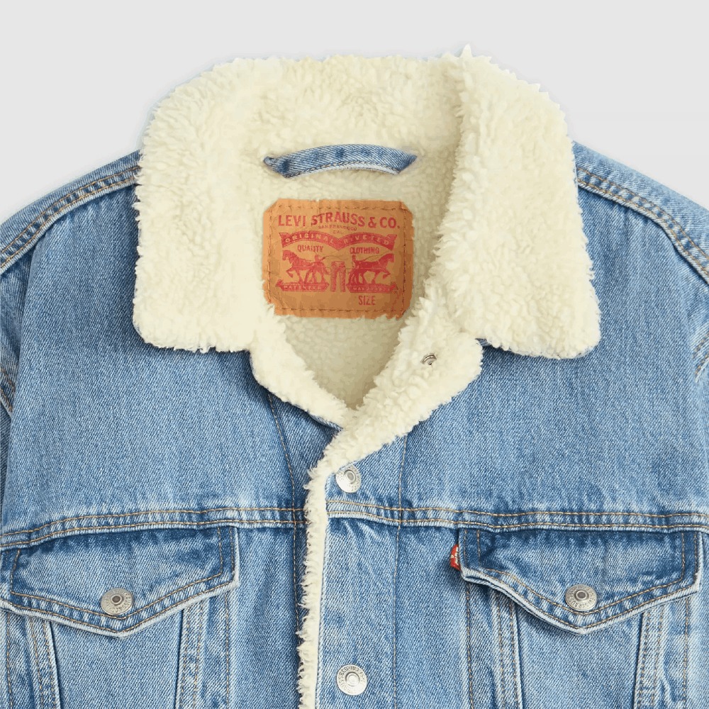 Levi's Mens Type III Sherpa Trucker Jacket Light Stonewash
