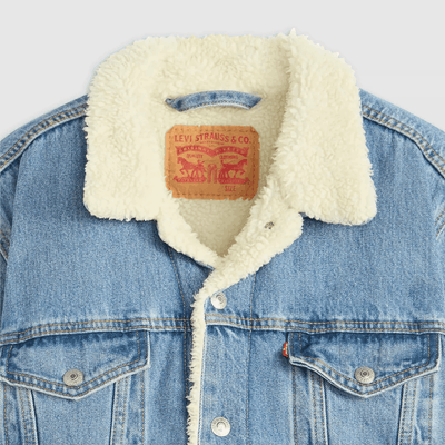 Levi's Mens Type III Sherpa Trucker Jacket Light Stonewash
