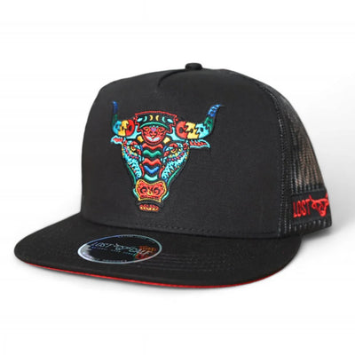 Lost Calf Mens Alebrije A-Frame Cap Black - ALEBRIJE-LCC