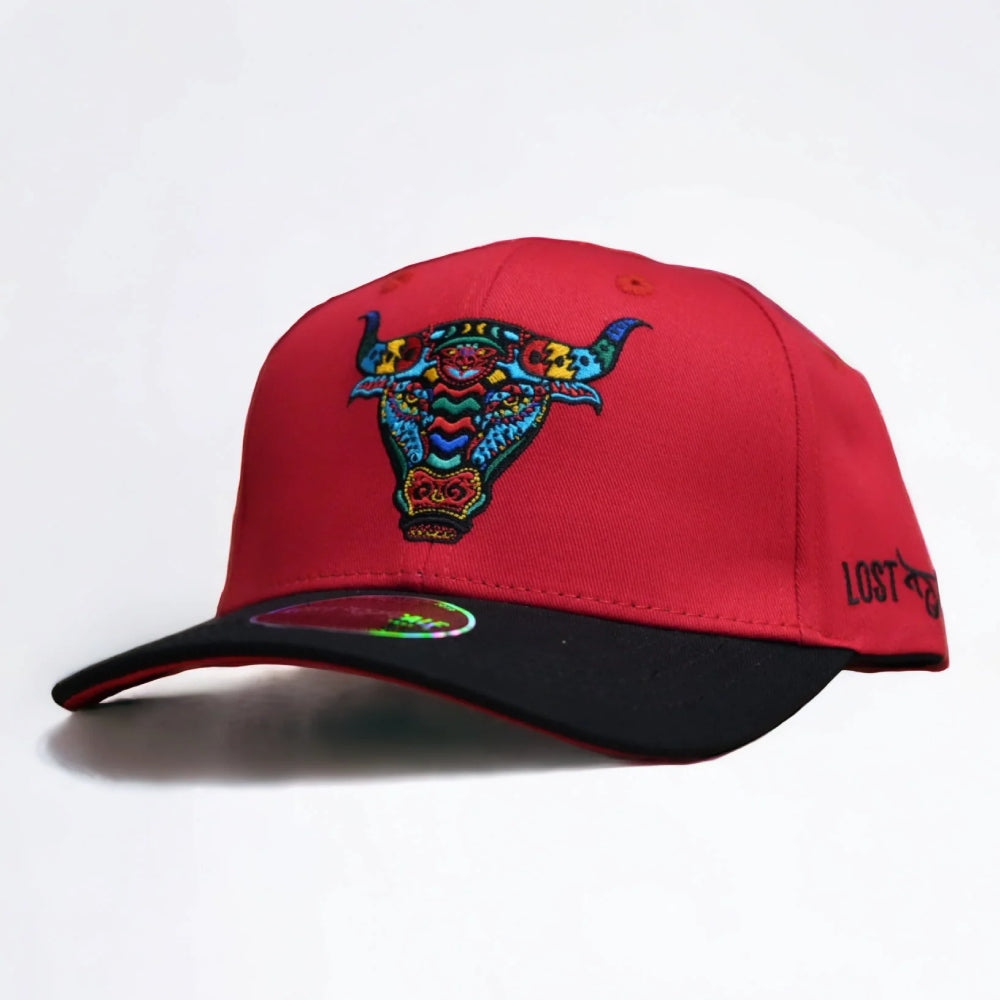 Lost Calf Mens Alebrije A-Frame Cap Red/Black - ALEBRIJE-LCC