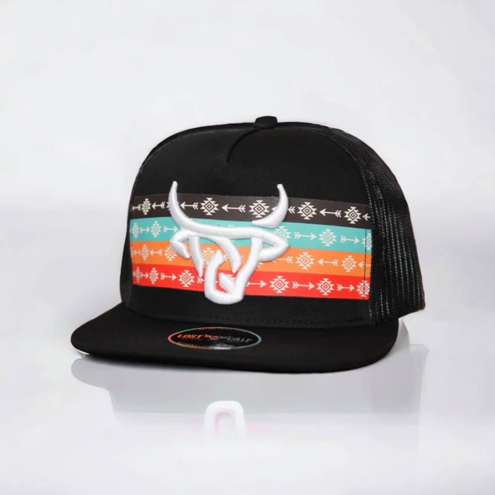 Lost Calf Mens Arrow Flat Cap Black - ARROW-LC