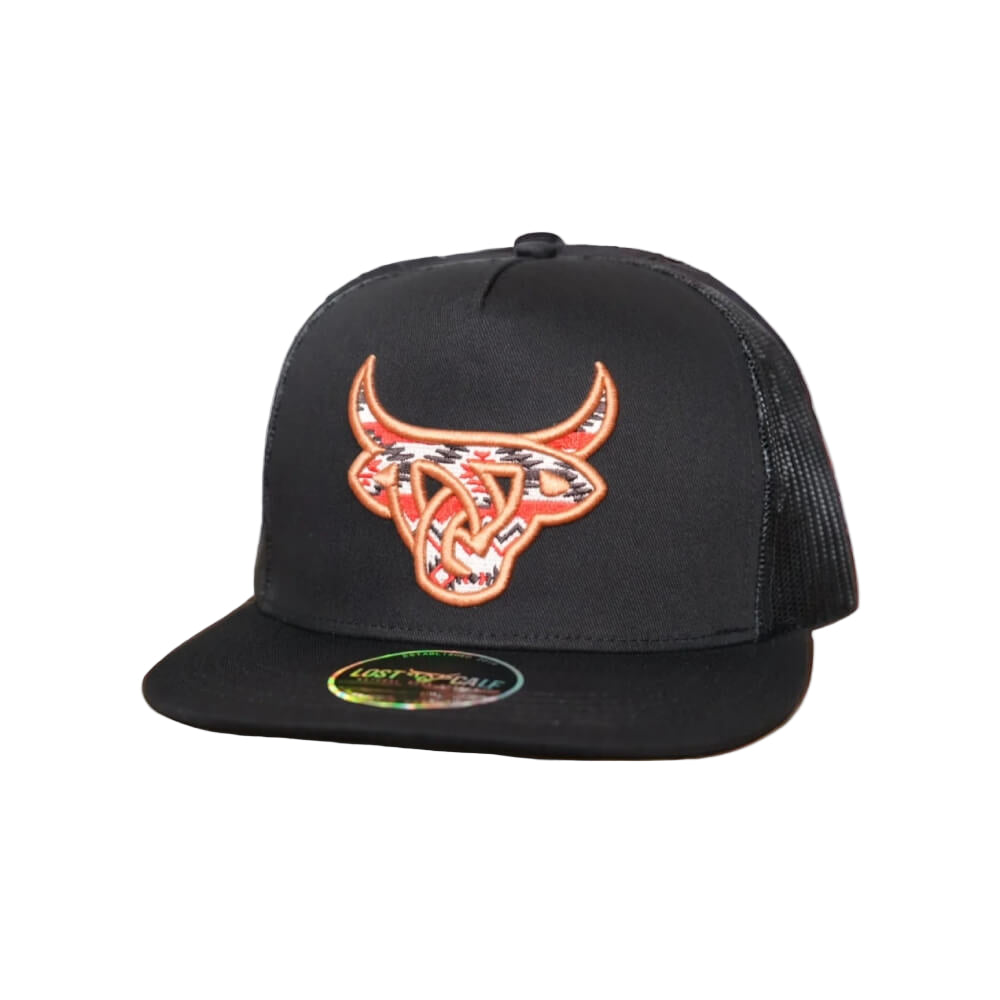 Lost Calf Mens Azteca Flat Cap Black - AZTECA-LC