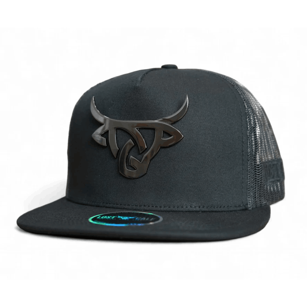 Lost Calf Mens Blackout Iron Flat Cap Black