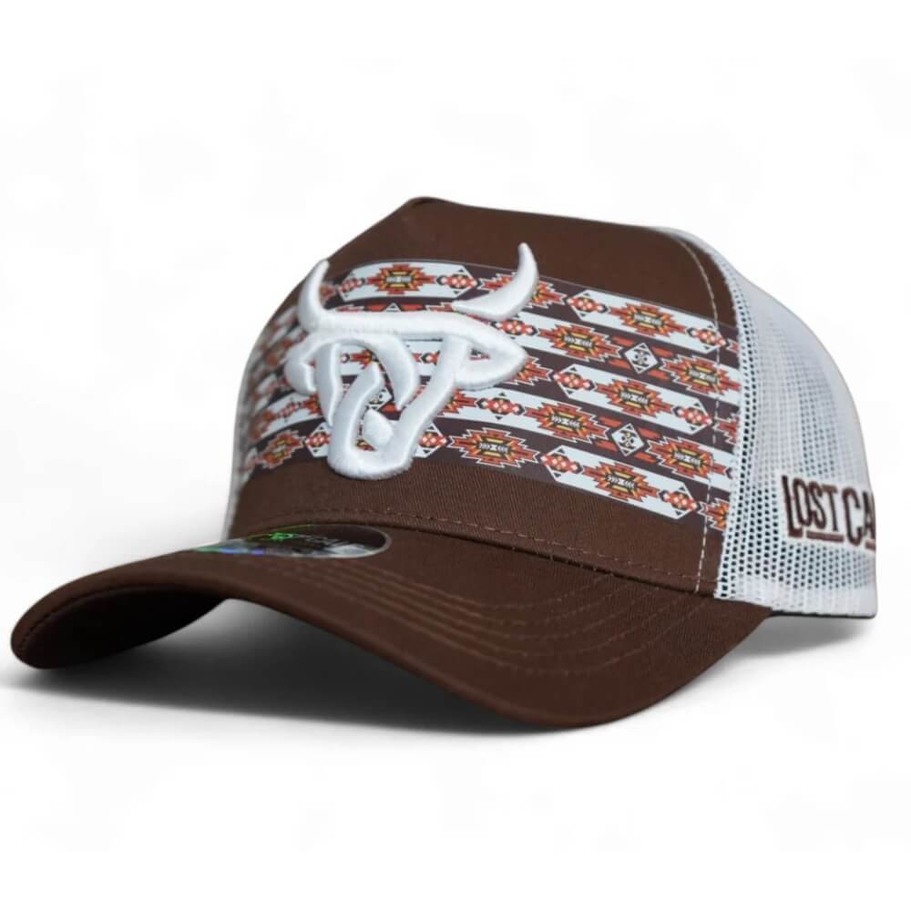 Lost Calf Mens Curve Koda A-Frame Cap Brown/White - KODA-LCAF