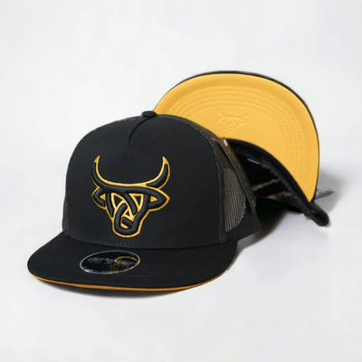 Lost Calf Mens Flat Cap Black Gold
