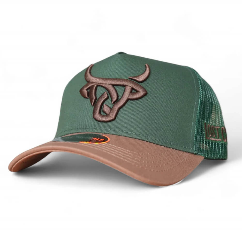 Lost Calf Mens Grass Fed A-Frame Curve Cap Earthy Green - GRASSFED-LCAF