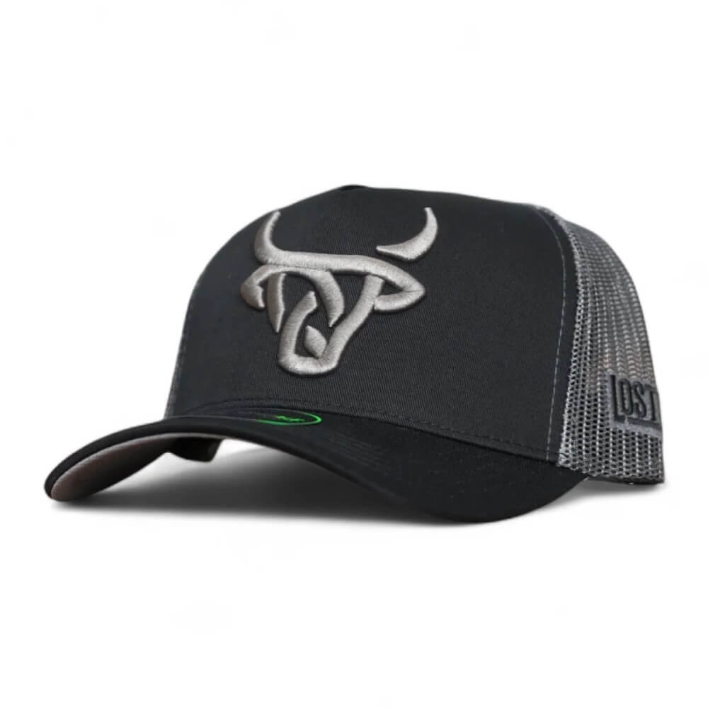 Lost Calf Mens Gun Metal A-Frame Cap Black/Grey - GUNMETAL-LCAF