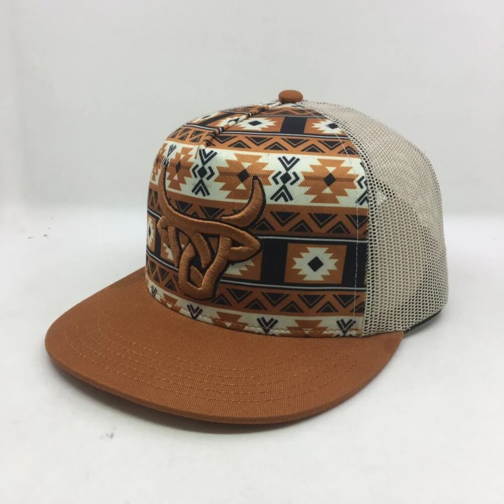 Lost Calf Mens Holt Flat Bill Trucker Cap Brown - HOLT-LCF