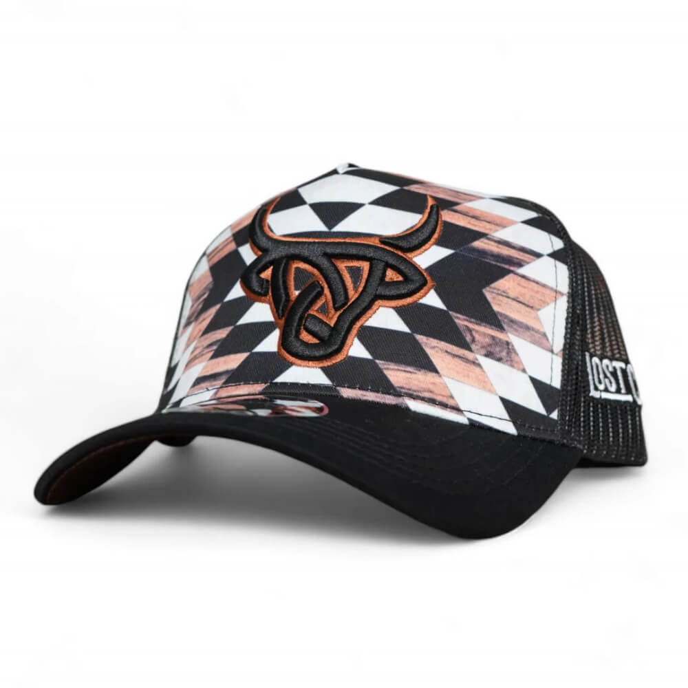 Lost Calf Mens Rustic A-Frame Curve Cap Black - RUSTIC-LCAF