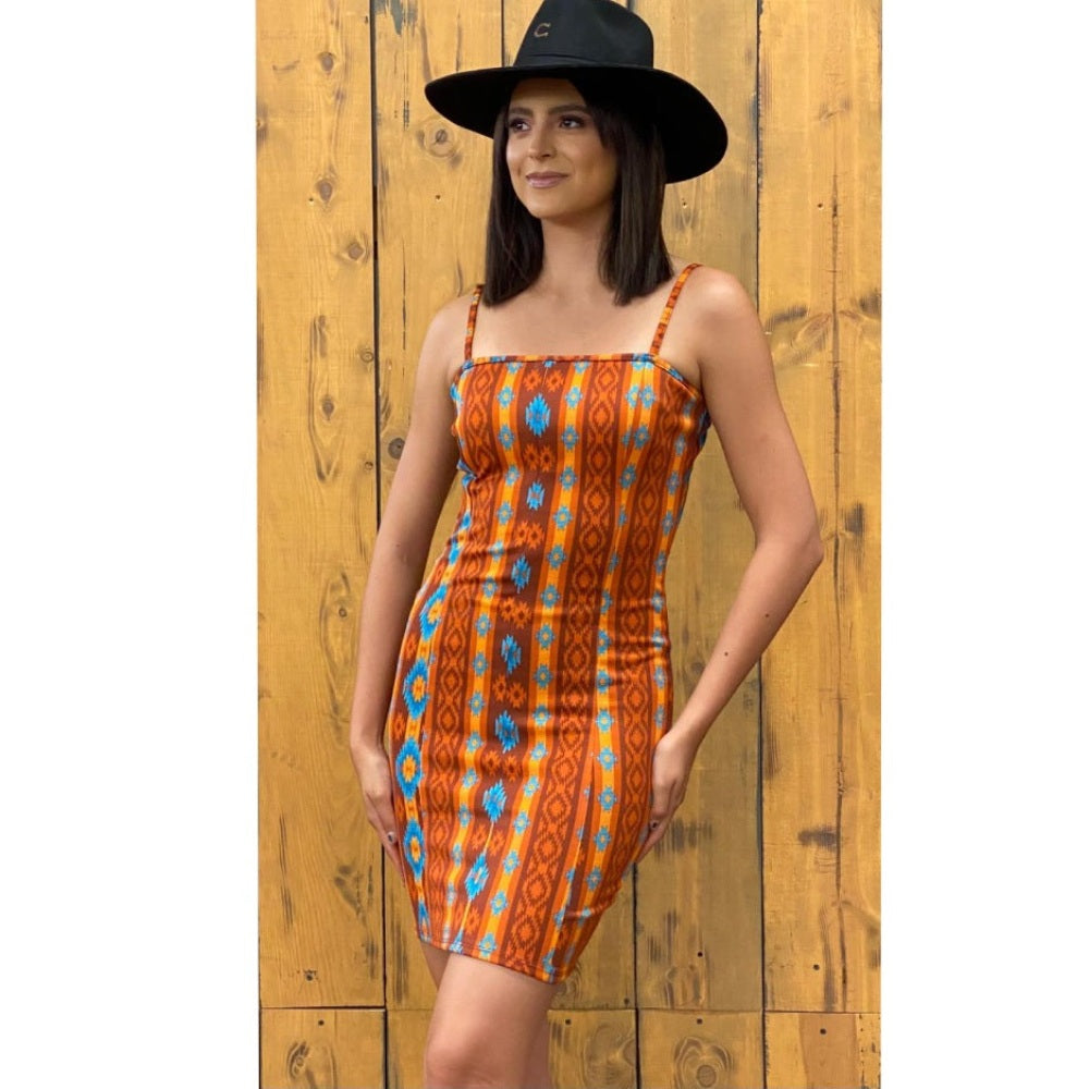 Lucky & Blessed Womens Aztec Print Dress