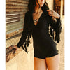 Lucky & Blessed Womens Black Fringe Romper