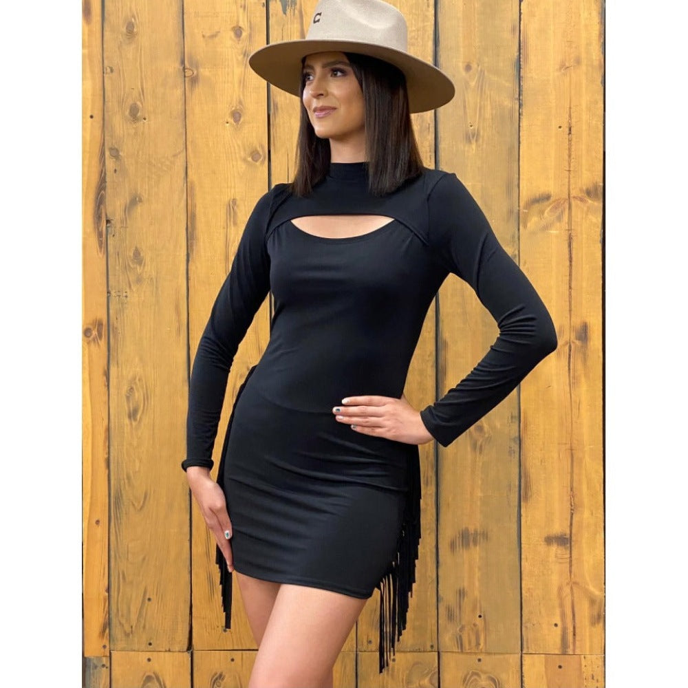 Lucky & Blessed Womens Black Long Sleeve Dress