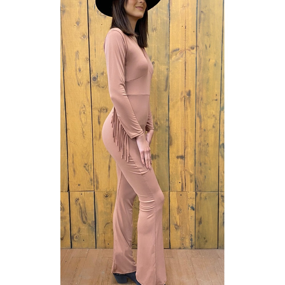 Lucky & Blessed Womens Brown Jumpsuit