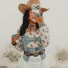 Lucky & Blessed Womens Bucking Horse Print Blouse Ivory - TO1073-WHTBCO