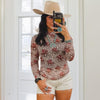 Lucky & Blessed Womens Bucking Horse Print Mesh Blouse Leopard - TO1073-LEOPNK