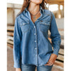 Lucky & Blessed Womens Classic Western Denim Shirt Mid Wash - TO1077-MW