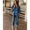 Lucky & Blessed Womens Classic Western Denim Shirt Mid Wash - TO1077-MW