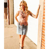 Lucky & Blessed Womens Contrast Stitching Blouse Peach - TO1280-PCH