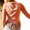 Lucky & Blessed Womens Contrast Stitching Blouse Peach - TO1280-PCH