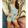 Lucky & Blessed Womens Denim Rhinestone Romper 