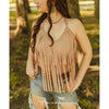 Lucky & Blessed Womens Dlouble Tier Fringe Blouse 