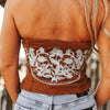 Lucky & Blessed Womens Floral Embroidery Corset Top - TO598-CML