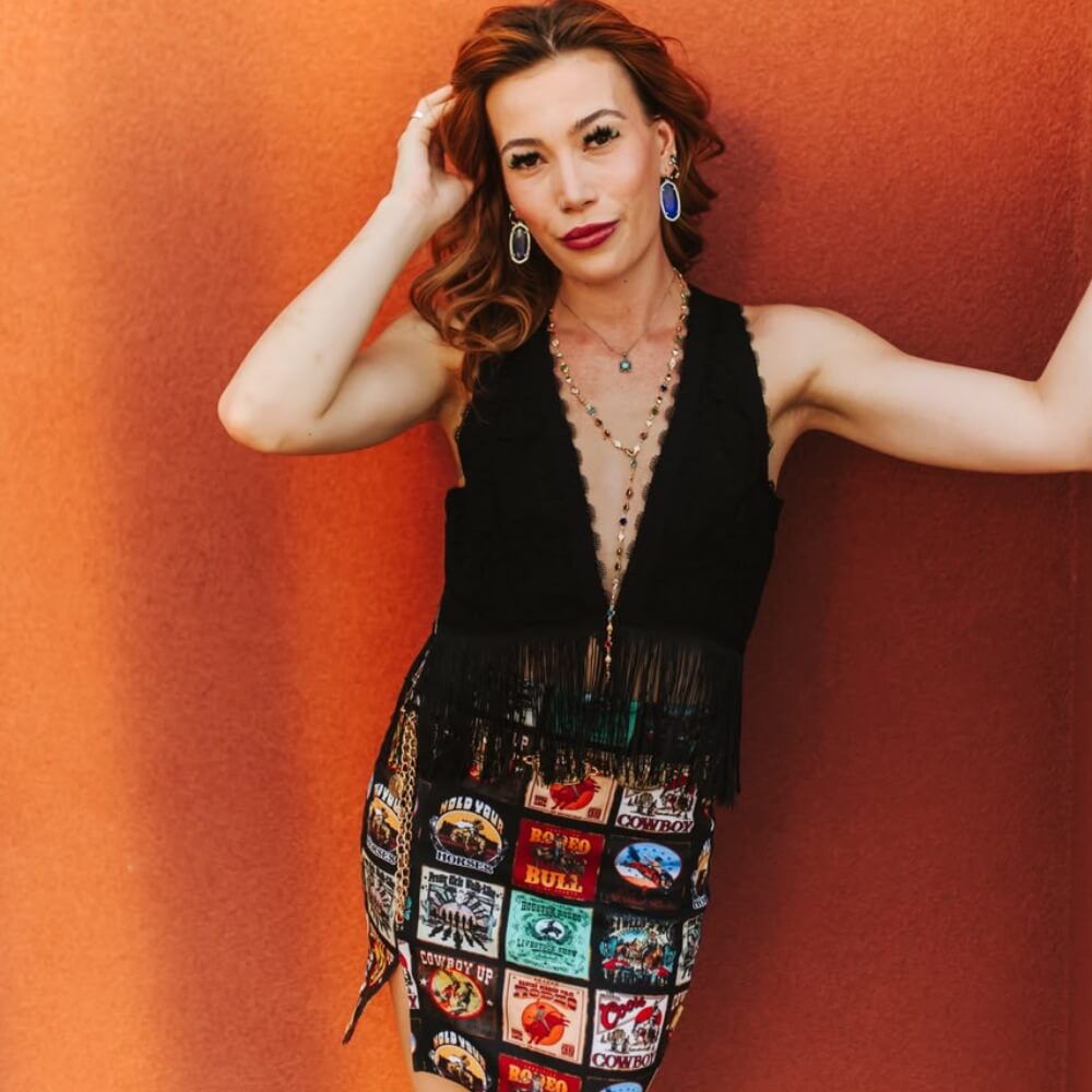 Lucky & Blessed Womens Fringe Sleeveless Blouse Black - TO1253-BLK