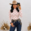 Lucky & Blessed Womens Horseshoe Printed Mesh Blouse Pink - TO1073-PNKHRSH