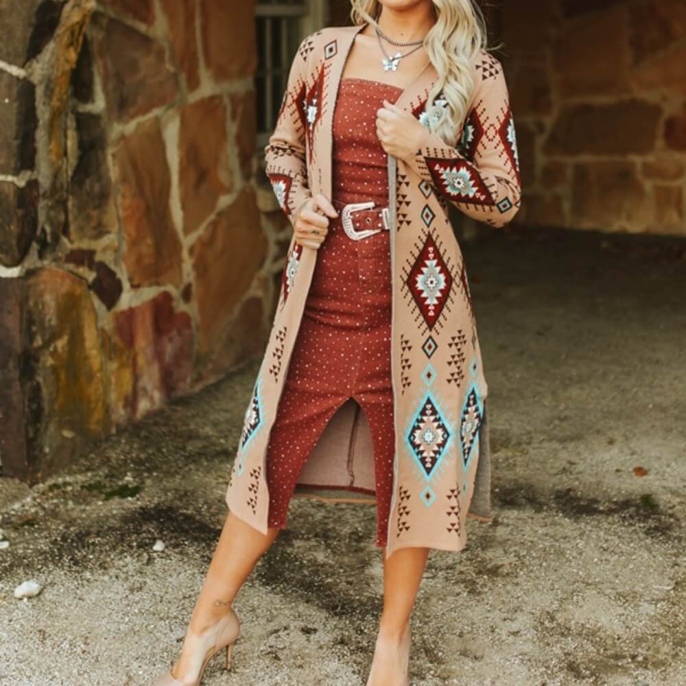 Lucky & Blessed Womens Knitted Cardigan Khaki - JO315-KHA