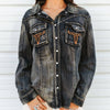 Lucky & Blessed Womens Long Sleeve Shirt Vintage Wash - TO1029-DNM