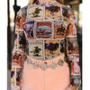 Lucky & Blessed Womens Printed Long Sleeve Blouse Pink Collage - TO1073-PKCOL