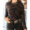 Lucky & Blessed Womens Rodeo Printed Mesh Blouse Black - TO1073-BKRO