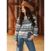 Lucky & Blessed Womens Snap Long Sleeve Western Blouse Jade Beige Serape