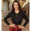 Lucky & Blessed Womens Studded Bodysuit Black - TO412-L-BLK