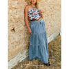 Lucky & Blessed Womens Tiered Maxi Skirt