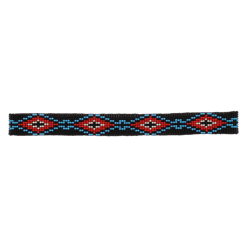 M&F Beaded Black Red Aztec Hatband