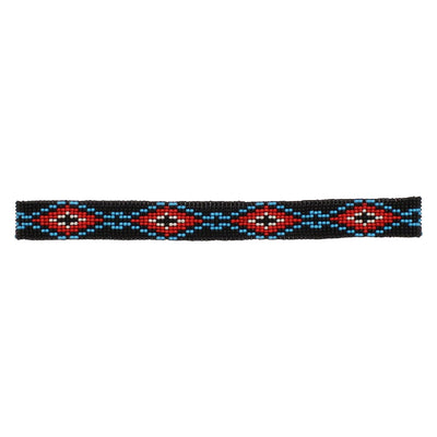 M&F Beaded Black Red Aztec Hatband