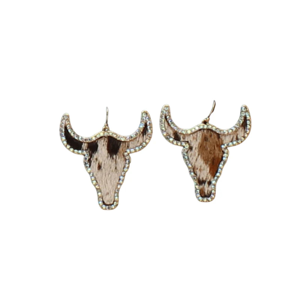 M&F Western Womens Silver Strike Cow Earrings